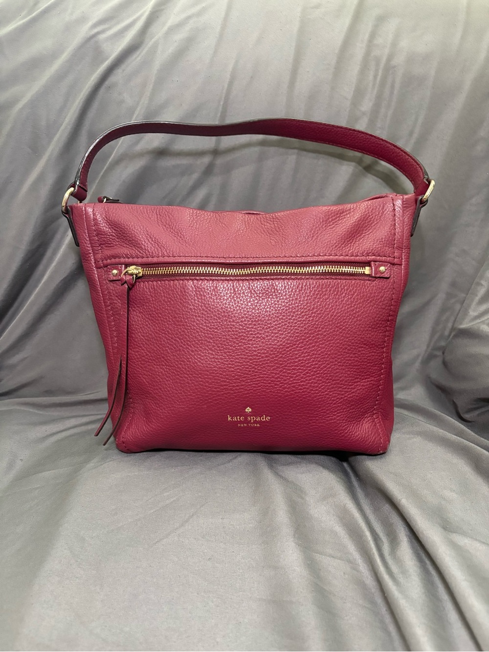 kate spade Pebbled Leather Shoulder Bag in Berry Pink